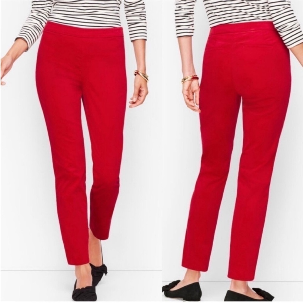 NEW Talbots Chatham Ankle Red Velvet Pants Straight Leg Work Holiday NYE Size 4